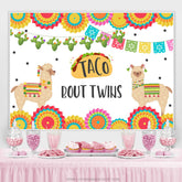 Lofaris Mexcia Taco Bout Twins Alpaca Baby Shower Backdrop